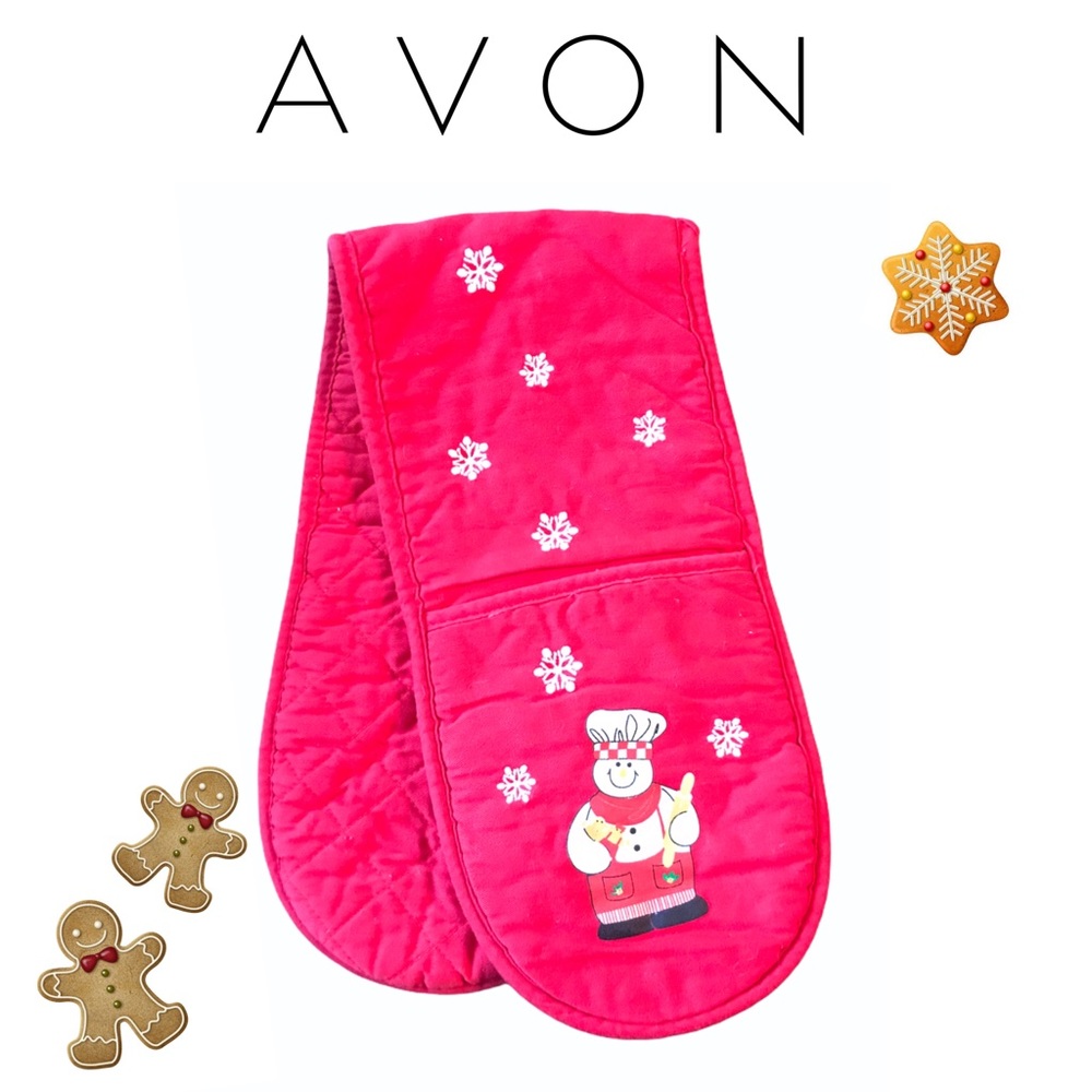 Vintage Avon Christmas Snowman Double Oven Mitt